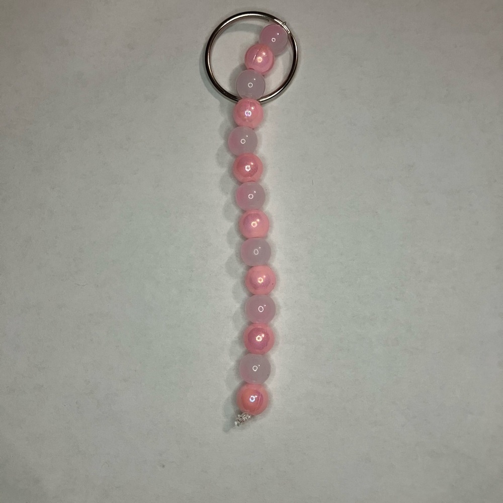 Elegant Pink Beaded Keychain